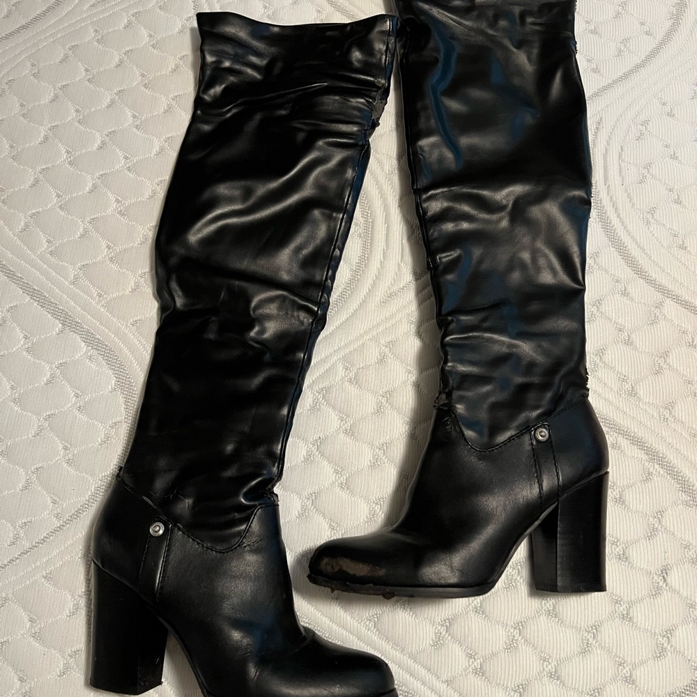 Vegan leather over the knee boots